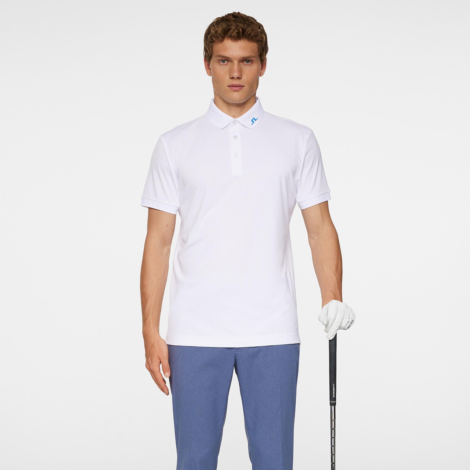 J Lindeberg KV Print Mens Golf Polo Shirt White